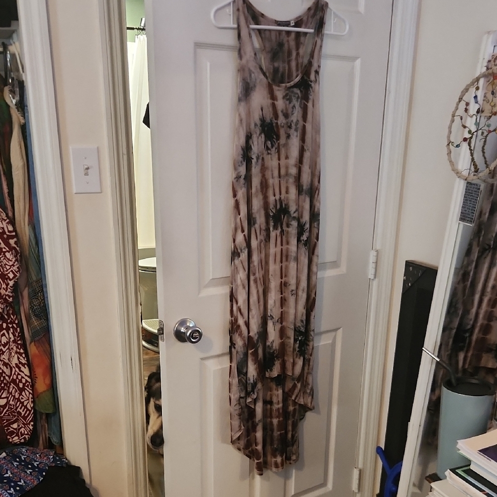 EARTHBOUND Brown Tan Sleeveless High Low Sundress